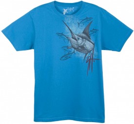 Guy Harvey Marlin Yellowfin Young Man's Tee in Turquoise or White