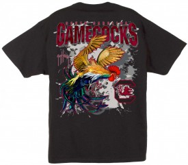 Guy Harvey University of South Carolina Game Cocks Back-Print Pocketless Tee in Athletic Heather, Black or Garnet