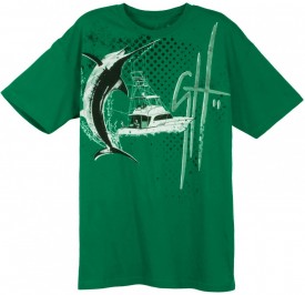 Guy Harvey Offshore Madness Young Man's Tee in Kelly Green