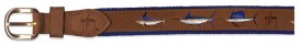 Guy Harvey Offshore Slam Leather Belt In Khaki or Navy