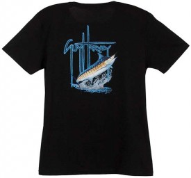 Guy Harvey GH Blue Ladies Back-Print Tee with Front Signature in Raspberry, White, Yellow or Black