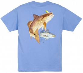 Guy Harvey Redfish Seatrout Youth Tee Shirt in Yellow, Navy, White, Carolina Blue, Orange