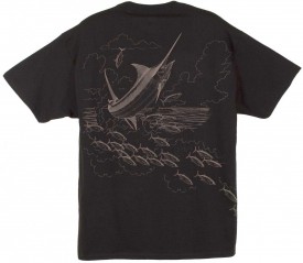 Guy Harvey The Chase Front & Back-Print Tee in Black, Cardinal or Seaweed Green