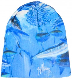 Guy Harvey Billfish Mural Beanie in Royal Blue