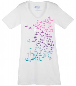 Guy Harvey Marlin School Front-Print Junior Ladies Tee Dress in White