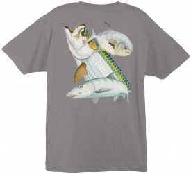 Guy Harvey Flats Slam Back-Print Tee w/ Pocket in White, Yellow or Graphite