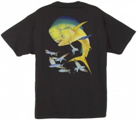 Guy Harvey Bull Dolphin Men's Back-Print Tee w/ Pocket in White, Black or Denim                                                                                                                                                                   