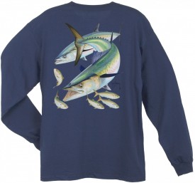 Guy Harvey Kingfish Back-Print Long Sleeve Tee in Navy Blue