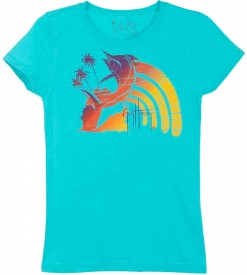 Guy Harvey Bright Rainbow Girls Tee Shirt in Tahiti or Purple