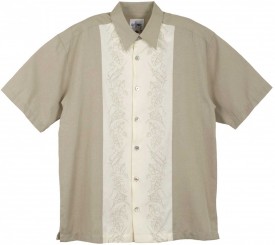 Guy Harvey Sailfish Panel Woven, Aloha-Style Shirt in Taupe