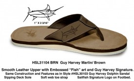 Guy Harvey Embossed Marlin Mens Sandal in Brown