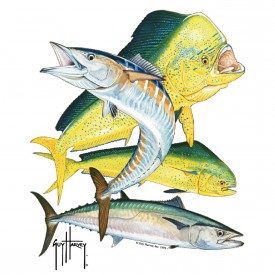 Guy Harvey Bull Dolphin, Wahoo, Kingfish Window Decal