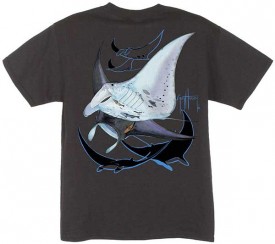 Guy Harvey Manta Ray Youth Tee Shirt in Black, White or Navy