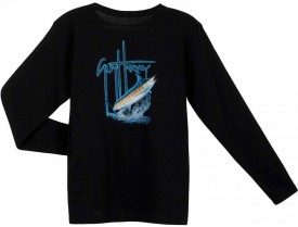 Guy Harvey GH Blue Back-Print Long Sleeve Ladies Tee with Front Signature in Pink or Black