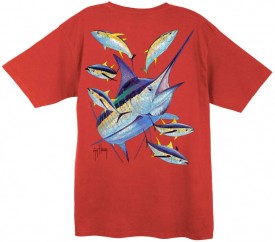 Guy Harvey Vintage Marlin Yellowfin Tuna  Back-Print w/ Pocket in Vintage Crimson, Vintage Kiwi, Vintage Bluejean or Vintage Mustard