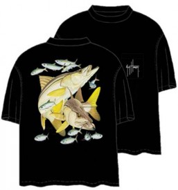 Guy Harvey Two Snook I Back-Print Tee w/ Pocket in Black or Denim