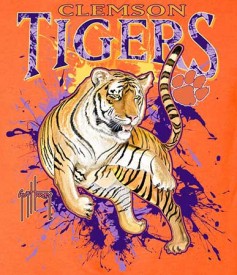 Guy Harvey Clemson University Tigers Back-Print Pocketless Tee in Purple, Orange or White