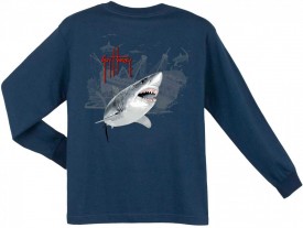 Guy Harvey Pirate Shark 3 Long Sleeve Youth Tee Shirt in Navy, White or Red