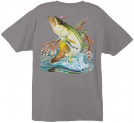 Guy Harvey Snook Mangrove 2 Back-Print Tee w/ Pocket in White, Graphite, Denim Blue or Stonewashed Green