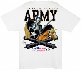 Guy Harvey U.S. Army Men's Back-Print Tee w/ Pocket in White or Black