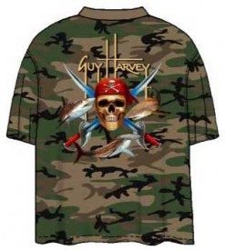 Guy Harvey Pirate Shark Camoflage Men's Back-Print Tee