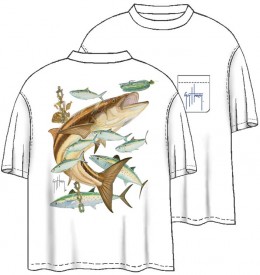 Guy Harvey Cobia Back-Print Tee w/ Pocket in White