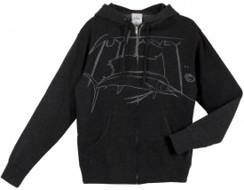 Guy Harvey Sailfish Harvey Young Men's Front & Back-Printed Fleece Hoodie in Charcoal Heather