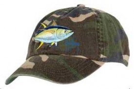 Guy Harvey Yellowfin Tuna Washed & Distressed Cotton Twill Hat in Camo