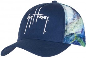 Guy Harvey Out of the Blue Cotton Twill & Mesh Truckers Hat in Navy or White