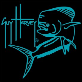 Guy Harvey Signature Series Bull Dolphin Sticker (6" x 6") in White, Turquoise or Blue