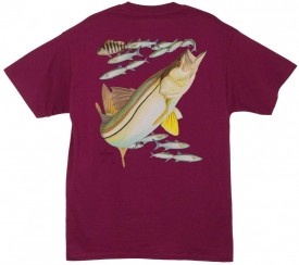 Guy Harvey Snook I Back-Print Tee w/ Pocket in White, Stonewashed Green, Denim or Cardinal